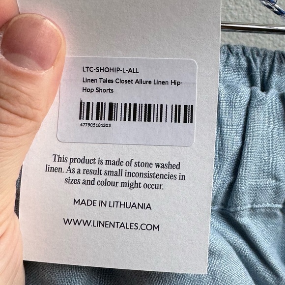 NWT Linen Tales Allure Linen Hip-Hop Shorts Blue Preppy Natural Fibers Large - Picture 4 of 5